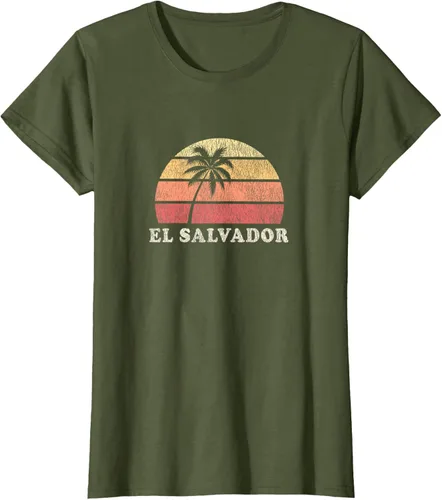 Vista 68 de El Salvador Vintage 70s Retro Throwback Design Camiseta, Azul
