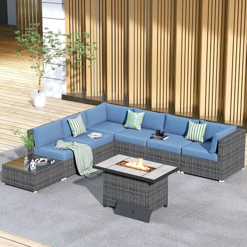 Vista 28 de HOOOWOOO Patio Sectional Furniture Set,2 Piece Couch Set with 2 Matching Armless Chairs(Beige)
