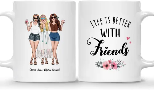 Vista 18 de Gossby Taza personalizada (2 mujeres) Besties Forever Best Friend Regalos de amistad para mujeres, niñas, hermana, taza de café