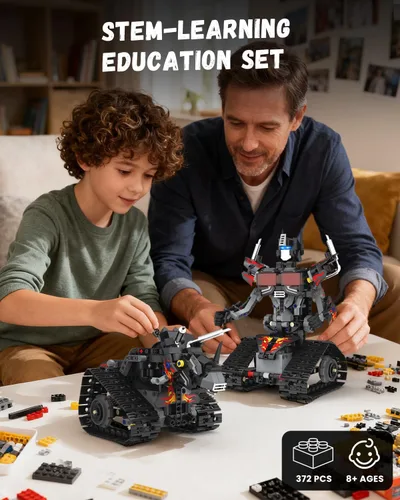 Vista 2 de Kit de construcción de robot STEM 5 en 1, juguetes de robot RC para Negro