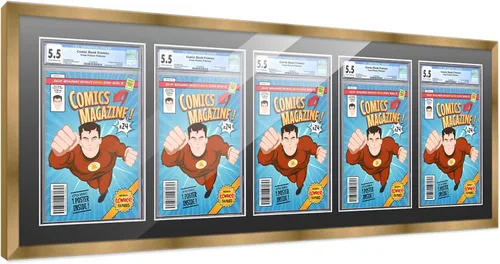 Vista 129 de Poster Palooza Marco de cómics con paspartú para 1 cómic de grado CGC, CBCS o PGX, marco de cómic de bronce para cómic de 8.125 x 13 pulgadas