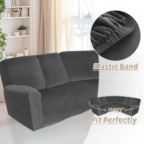 Vista 525 de Arfntevss Fundas de sofá seccional reclinable de terciopelo, Funda de sofá seccional de esquina para sofá reclinable, Funda elástica suave