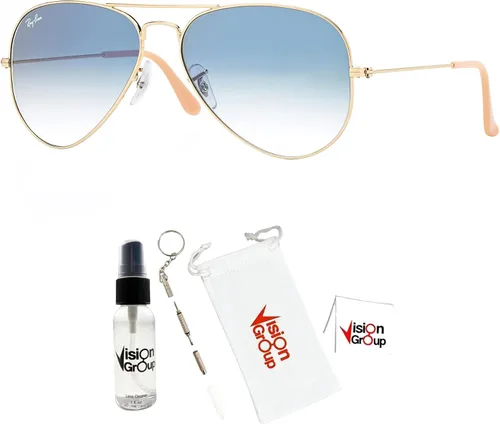 Vista 2 de Ray-Ban RB3025 - Gafas de sol de aviador de metal + paquete de accesorios de Vision Group