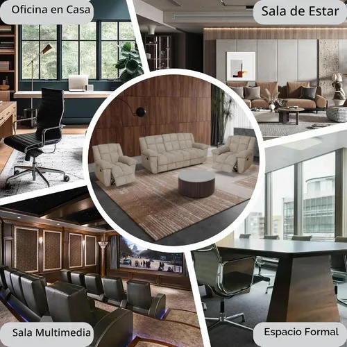 Vista 6 de Juego de sofá reclinable manual de pana extragrande para sala de estar, juego de sofá de pana con mesa desplegable y portavasos para Beige