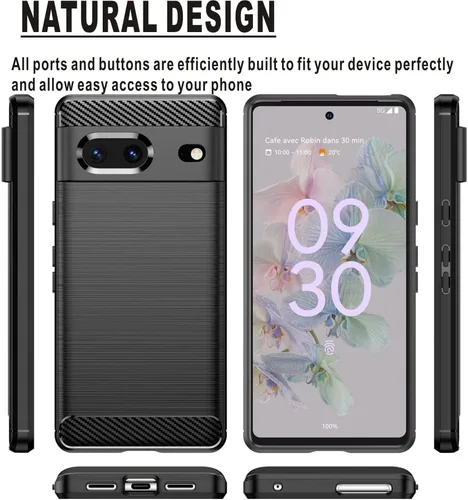 Vista 2 de Carcasa para Google Pixel 7 (poliuretano termoplástico), color negro Funda protectora de goma TPU flexible para Google Pixel 7 2022 de 6.3