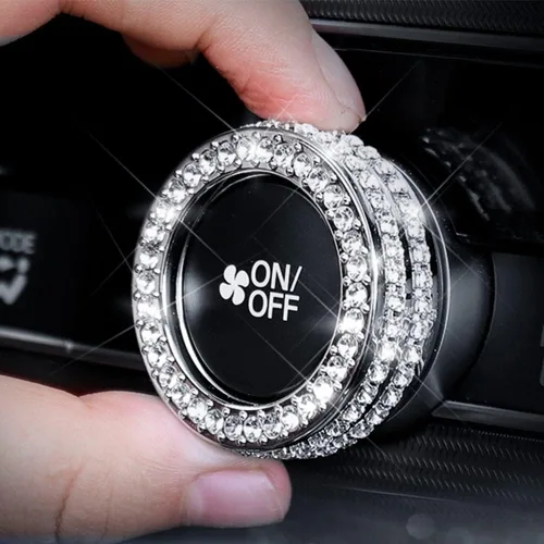 Vista 5 de 3 piezas de cubierta de perilla de interruptor de aire acondicionado brillante con cristales de rhinestone compatible con accesorios Honda 10ª