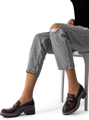 Vista 5 de DREAM PAIRS Mocasines gruesos para mujer, con plataforma, cómodos zapatos casuales de negocios