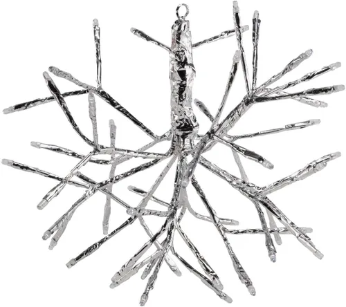 Vista 10 de Alpine Corporation Adorno de copo de nieve colgante en 3D de ramita de Navidad para interiores de 10 pulgadas de alto, con luces LED, rojo