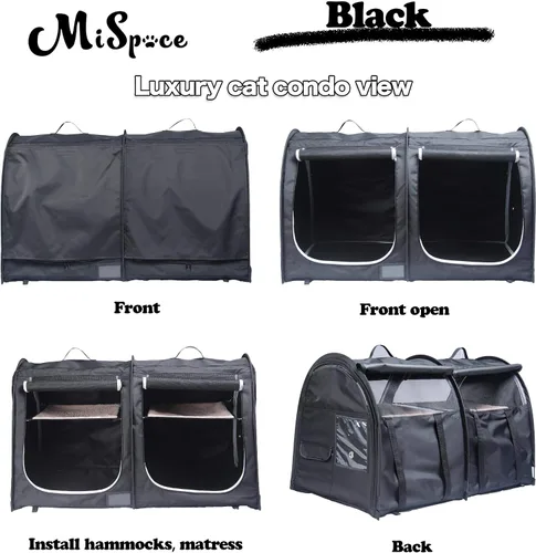 Vista 5 de Mispace - Jaula portátil de doble compartimiento para exposición, para gatos, cómoda jaula de viaje para perros con bolsa de transporte, 2