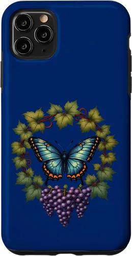 Vista 13 de Blue Winged Diana Fritillary Butterfly and Grape Vine Case for iPhone XR