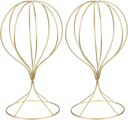 Vista 8 de uxcell Soporte de exhibición de metal para sombreros, paquete de 2 soportes de mesa para sombreros y pelucas, soporte moderno para armario para Negro