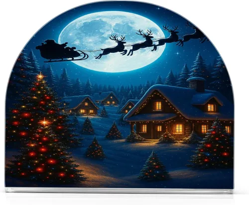 Vista 2 de Servilletero de Papá Noel de Nochebuena azul para mesa, dispensadores de pañuelos acrílicos, servilleteros de cóctel para comedor, baño, cocina