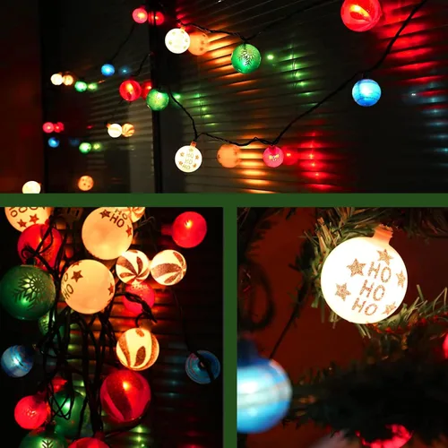 Vista 2 de itayak Luces de adorno de bola de Navidad, 28 pies, 25 bombillas, tira de luces de árbol, cable expandible para interiores para fiestas navideñas