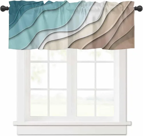 Vista 36 de Cortina de cenefa negra degradada para ventanas de kithchen, negro, blanco, gris, degradado, moderno, abstracto, geométrico, cenefa con bolsillo