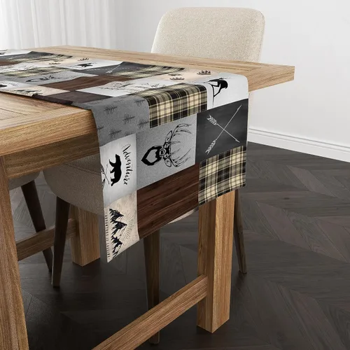 Vista 22 de YCness Camino de mesa con estampado de vaca, piel de vaca marrón, estilo occidental, decoración de casa de campo para el hogar, cocina, comedor, 13