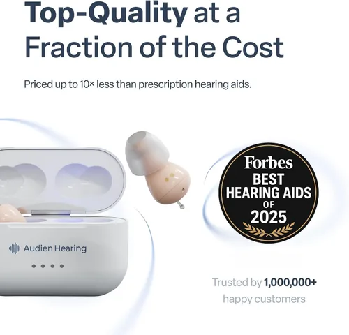 Vista 9 de Audien Hearing ATOM PRO 2 Audífonos OTC inalámbricos recargables, diseño de confort premium y casi invisibles Inalámbrico, recargable, OTC