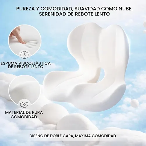 Vista 3 de Juego de cojines de asiento ergonómicos con almohada de apoyo lumbar, cojín de espuma viscoelástica de alta densidad con base antideslizante, cojín