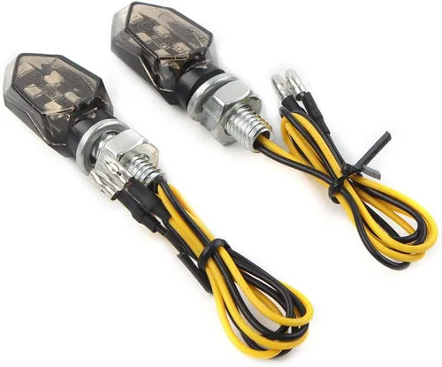 Vista 6 de 2 luces LED intermitentes para motocicletas, 5 luces LED, mini 0.394 in y 12 V, indicador universal de motocicleta intermitente ámbar, lámpara