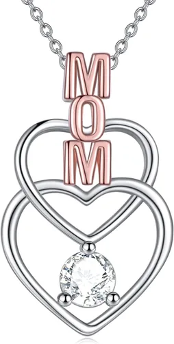 Vista 14 de Joyería de plata esterlina 925 para mujer, collar con pendiente de flor y corazón de cristal, para cumpleaños, regalos para mamá, abuela, esposa 01