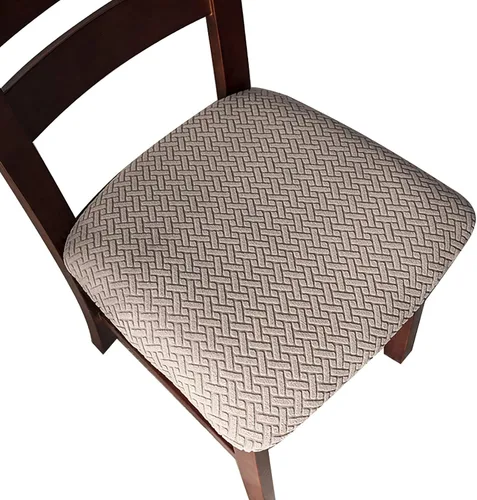 Vista 23 de Genina Fundas de Asiento para Silla de Comedor Fundas de Asiento Deslizables Fundas de Silla de Cocina (Beige, 2 Piezas)
