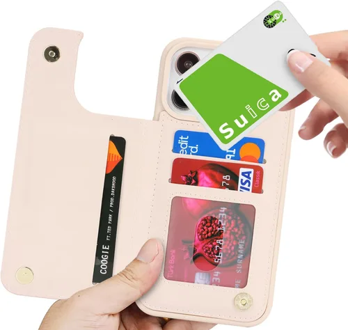 Vista 9 de iCoverCase Funda protectora de piel sintética compatible con iPhone 14 Pro Max con soporte para tarjetas, funda tipo cartera para mujeres y hombres