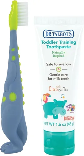 Vista 12 de Dr. Talbot's - Cepillo de dientes de entrenamiento para niños pequeños, paquete de 2 Elefante y cocodrilo