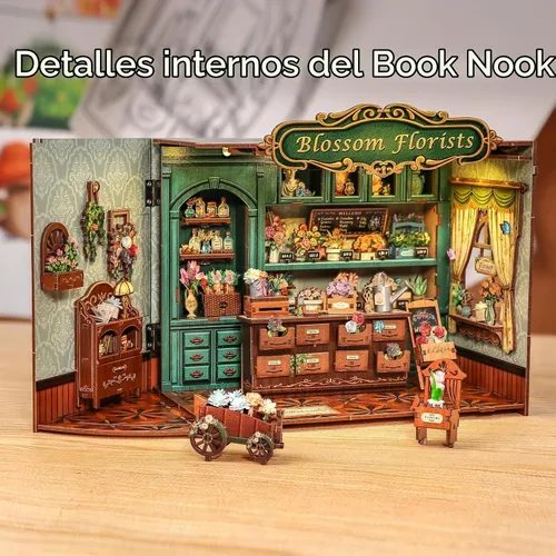 Vista 2 de Fsolis - Kit de rincón de libros - Kit de escena en miniatura DIY para adultos, rompecabezas de madera 3D, mini casa, mini manualidades, estantería