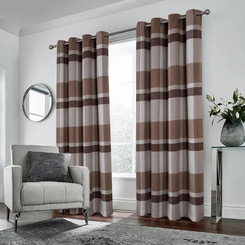 Vista 14 de always4u - Cortinas de cuadros beige con ojales, aspecto de lana, modernas para sala de estar y dormitorio, decoración del hogar, cortinas a
