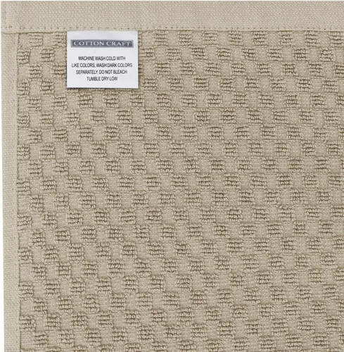 Vista 7 de COTTON CRAFT - Juego increíble de toallas de cocina - Juego de 8 toallas de rizo - 100% algodón Euro Café con textura gofré - Toalla de cocina Beige