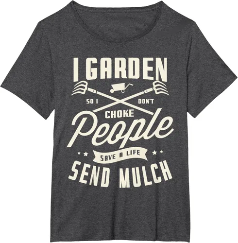 Vista 19 de I garden so I don't choke People save Life spend mulch T-Shirt, Negro