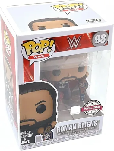 Vista 4 de Funko POP WWE: Roman Reigns with Title, Wreck Everyone and Leave, Figura de vinilo exclusiva de Amazon, multicolor, (57309)
