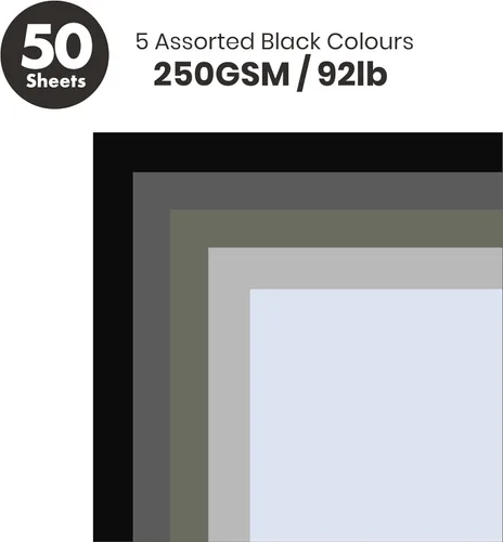 Vista 2 de Papel grueso de cartulina de color negro, 50 hojas, 8.5 x 11 pulgadas, peso pesado, 92 libras, cartulina para manualidades y fabricación de tarjetas
