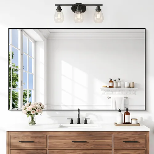 Vista 43 de DESBING 16"x20" Bathroom Mirror for Over Sink, Black Framed Wall Mirror Negro
