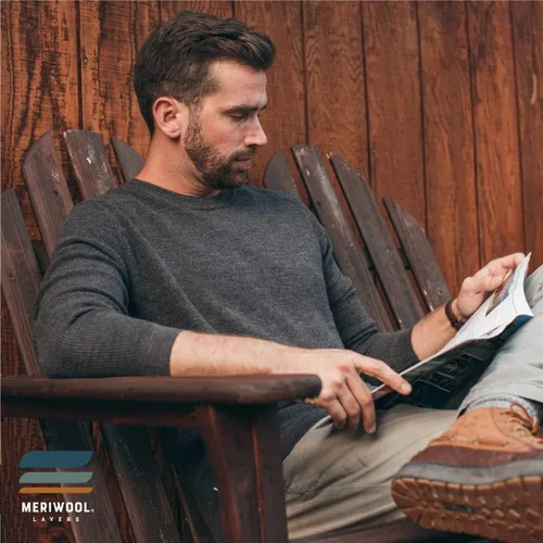 Vista 5 de MERIWOOL Suéter de punto para hombre - Suéter de lana merino Camisa de manga larga para hombre