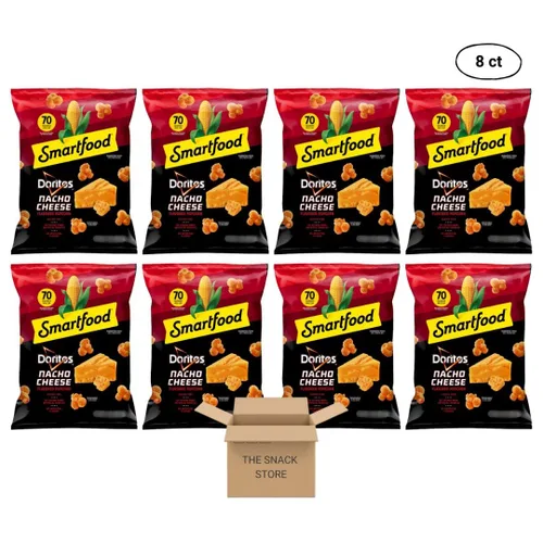 Vista 4 de The Snack Store Paquete de 8 palomitas de maíz con sabor a queso Doritos Nacho Smartfood