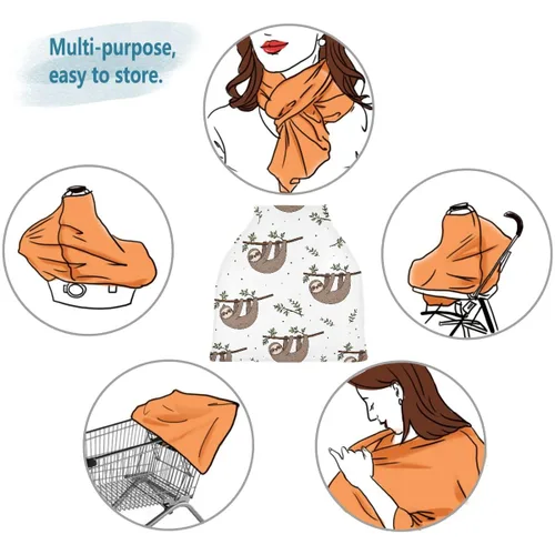 Vista 6 de Funda de lactancia, bufanda de lactancia, lindo Doodle Sloth fundas de asiento de coche para bebés bebés, funda para cochecito, toldo para asiento