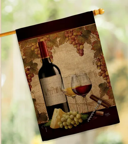 Vista 9 de Breeze Decor Paquete de bandera de arpillera para bodega, bebidas, vino, bebida, frutas, queso, sangría, rosa blanca, roja, postre, brillante