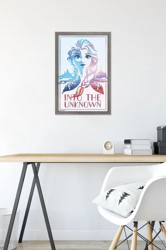 Vista 6 de Trends International Disney Frozen 2 - Póster de pared con texto en inglés "Into the Unknown", 14.725 x 22.375 pulgadas, versión enmarcada de madera