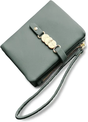 Vista 4 de TOPKULL Carteras para mujer, pequeñas Rfid, plegables, monedero para tarjetas y monedas con correa de muñeca