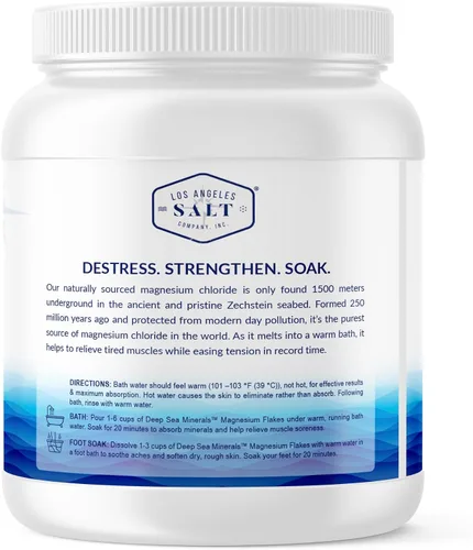 Vista 2 de LA Salt CO Deep Sea Minerals Magnesium Bath Flakes – Tarro de 4.4 libras, Zechstein en el interior, alternativa de baño natural a la sal de Epsom