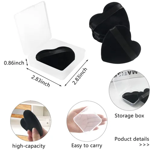 Vista 5 de 12 piezas de polvo en forma de corazón, soplo cosmético para cara, lavable, reutilizable, suave, esponja en polvo, esponja de maquillaje