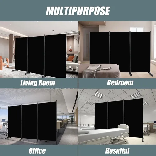 Vista 6 de Divisores de habitación plegables con pantallas de privacidad con ruedas, divisor de 6 pies de alto para separación de habitaciones, divisores