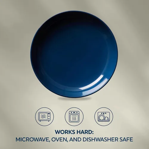 Vista 6 de Corelle - Plato hondo de cerámica, azul marino, esmalte sólido, paquete de 4