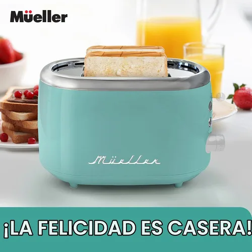 Vista 8 de Mueller Tostadora Retro de 2 Rebanadas con 7 Niveles de Dorado y 3 Funciones: Recalentar, Descongelar y Cancelar, Características de Acero