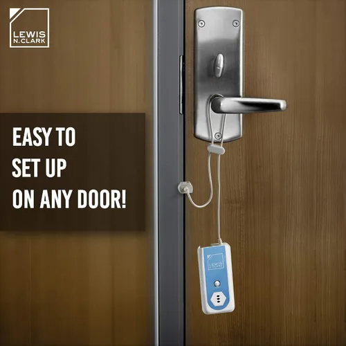 Vista 4 de Lewis N Clark Alarma de puerta de viaje + protector de ventana, sistema de seguridad portátil para el hogar, funciona con pilas para hotel