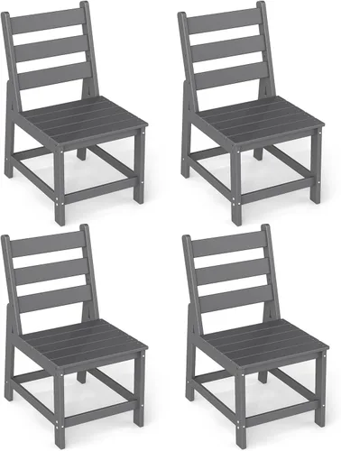Vista 19 de GREENVINES Silla de comedor al aire libre HDPE, sillas sin brazos, negro