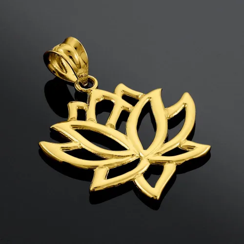 Vista 3 de Colgante de flor de loto de oro amarillo de 10 quilates