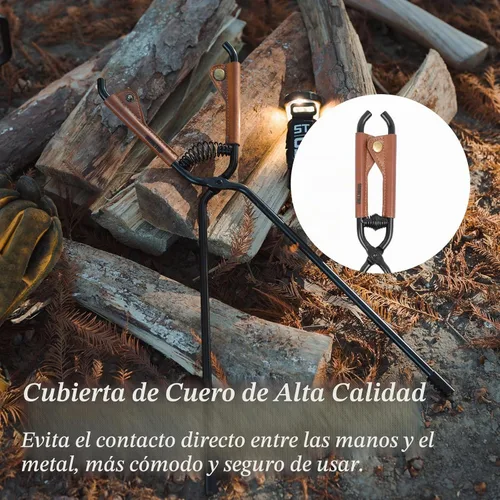 Vista 3 de OMUKY Pinzas para chimenea, pinzas de garra de tronco con cubierta de mango de piel sintética, herramienta de abrazadera para interior y exterior