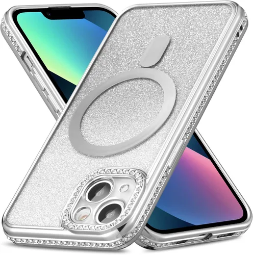 Vista 11 de ZCDAYE Funda con purpurina para iPhone 11 con decoración de diamantes, funda brillante de lujo con protector de cámara compatible con carga sin