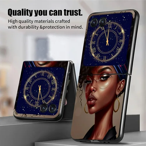 Vista 4 de Rossy Funda para Motorola Razr Plus 2023 para Moto Razr+ 2023 con patrón de niña africana para mujeres y hombres, ultra delgada, ligera
